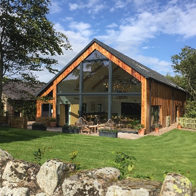 Wedding News: The Bosk is a burnt-larch-cladded building set in the grounds of Breamish Valley Cottages