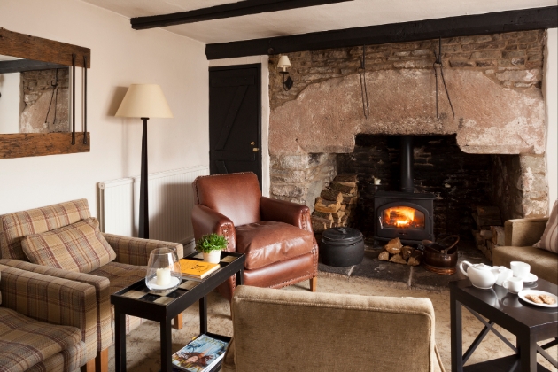 Tudor Farmhouse,Forest of Dean,inside the lounge with open fire