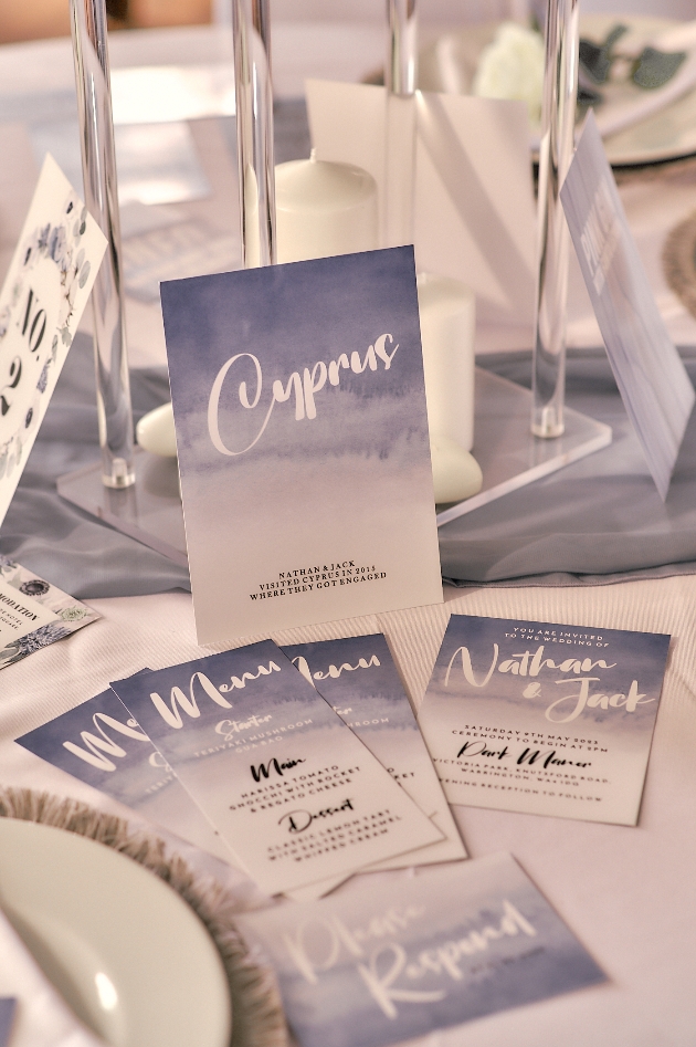 wedding menu and table name