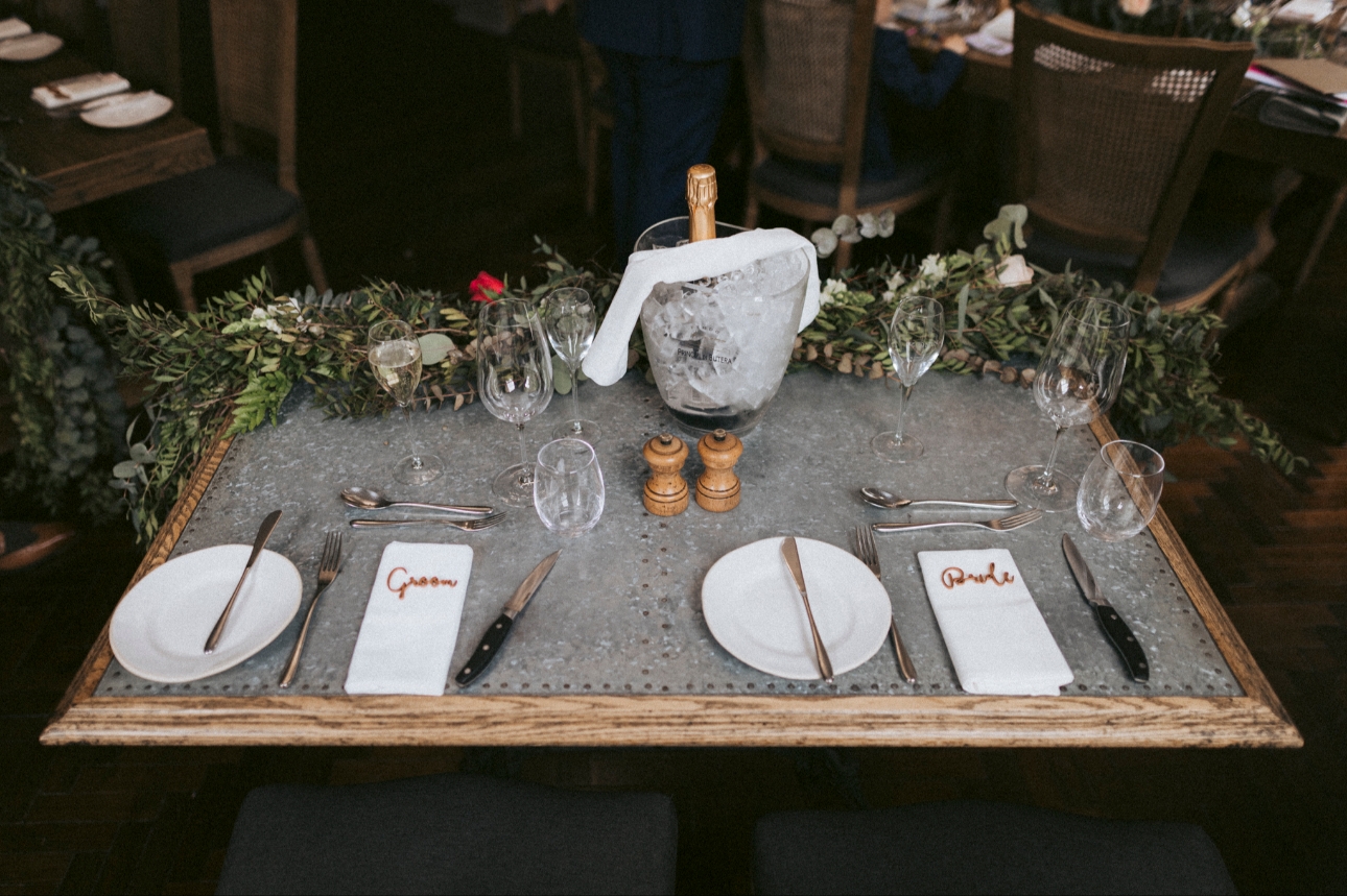 Bride and groom top table