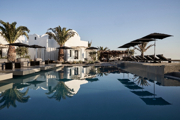 Hotel and pool in Santorini