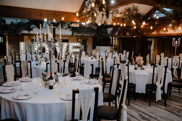 South Causey Inn's interior with wedding tables, candles and light up love letters