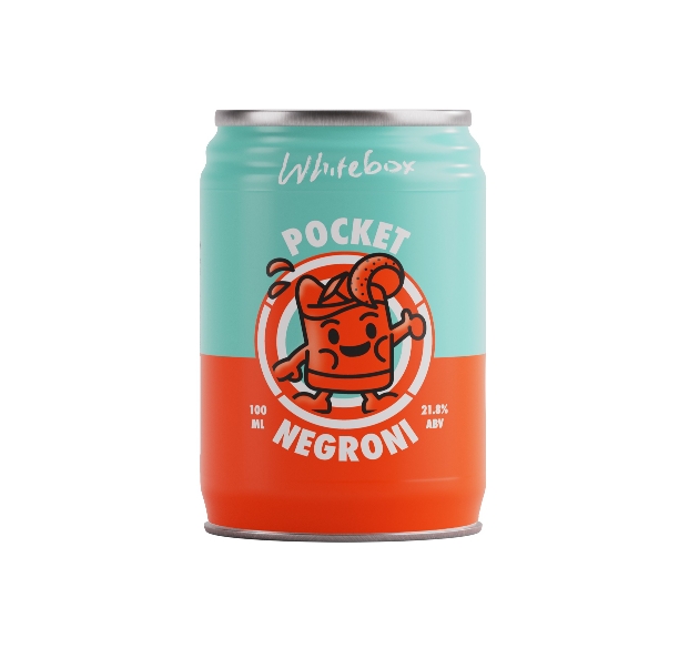 pocket can with blue and orange label