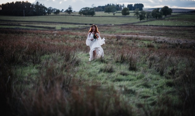 Bride in field