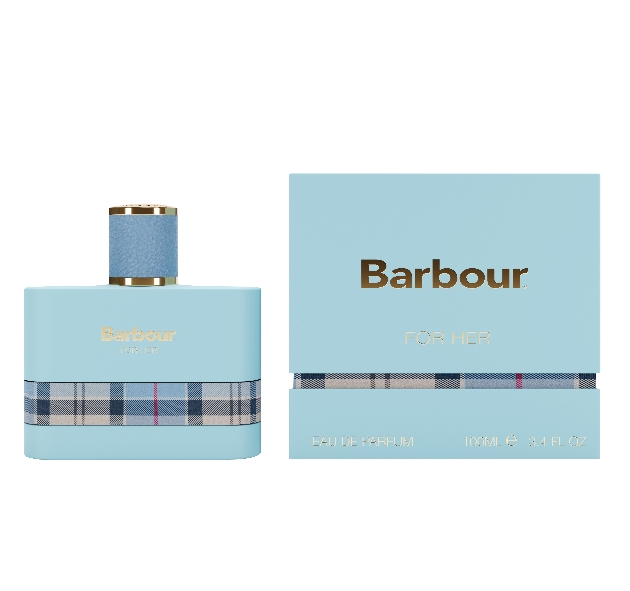 Barbour's new bottle in light blue and check 