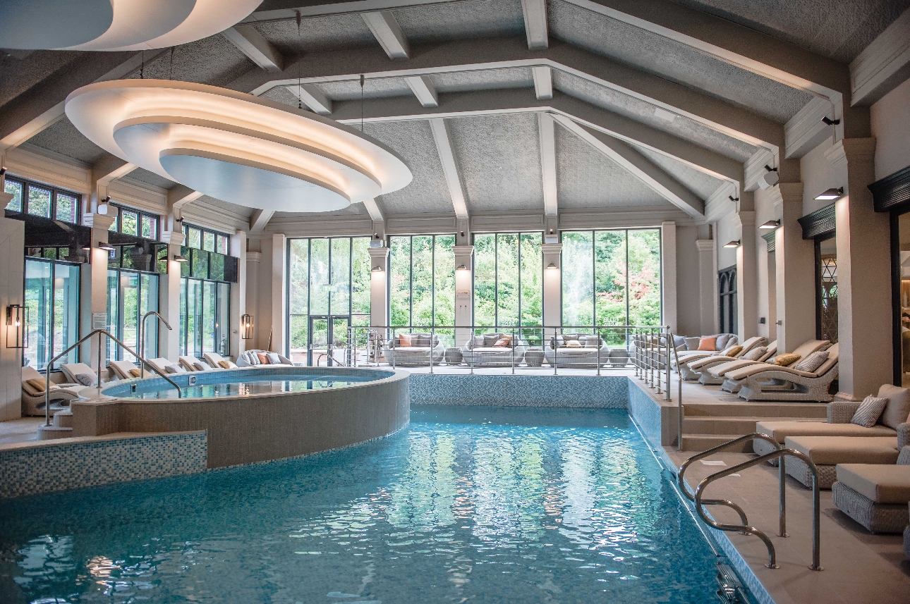 Champneys' pool hot tubs loungers on the side